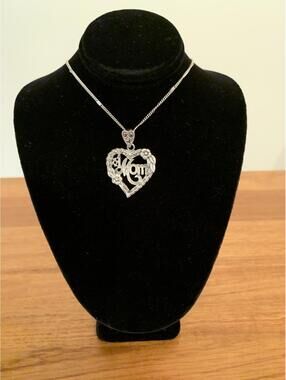 Sterling Silver Marcasite " # 1 MOM" Heart  Necklace and 18" Marcasite Chain